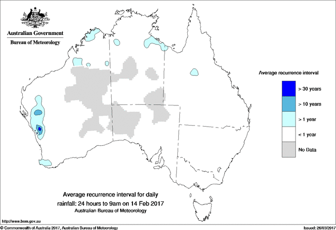 Australian daily rainfall average recurrence interval maps