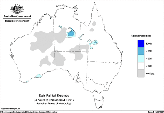 Australian daily rainfall extreme area maps