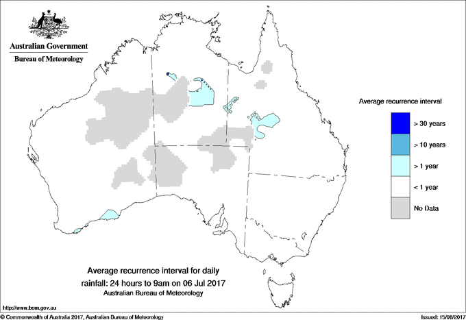 Australian daily rainfall average recurrence interval maps