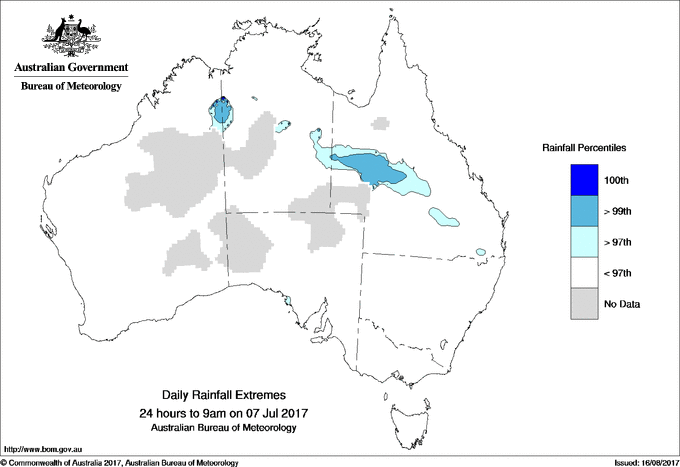 Australian daily rainfall extreme area maps