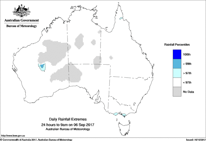 Australian daily rainfall extreme area maps