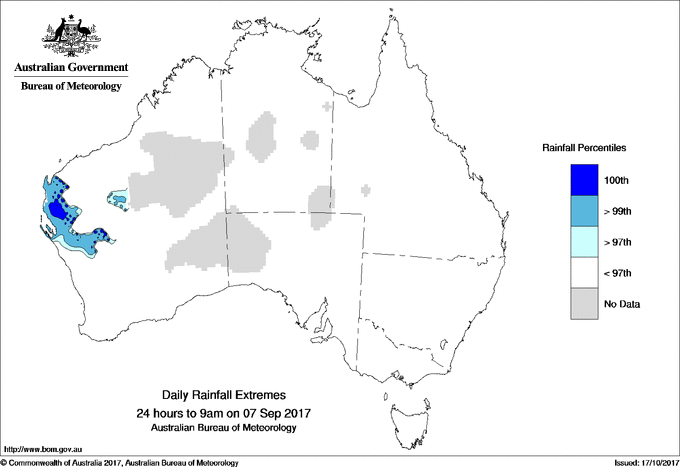Australian daily rainfall extreme area maps