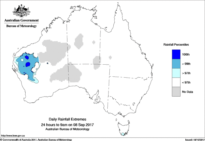 Australian daily rainfall extreme area maps