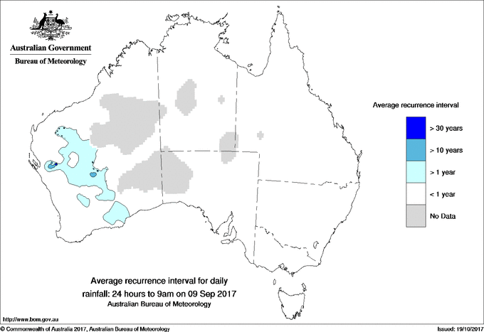 Australian daily rainfall average recurrence interval maps