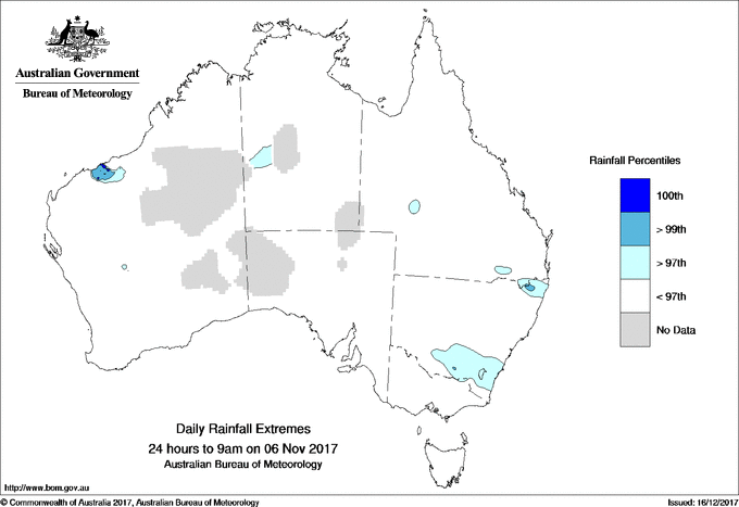 Australian daily rainfall extreme area maps