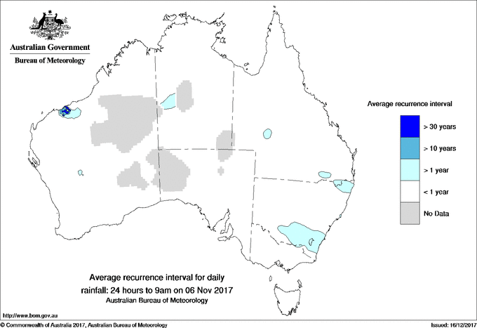 Australian daily rainfall average recurrence interval maps