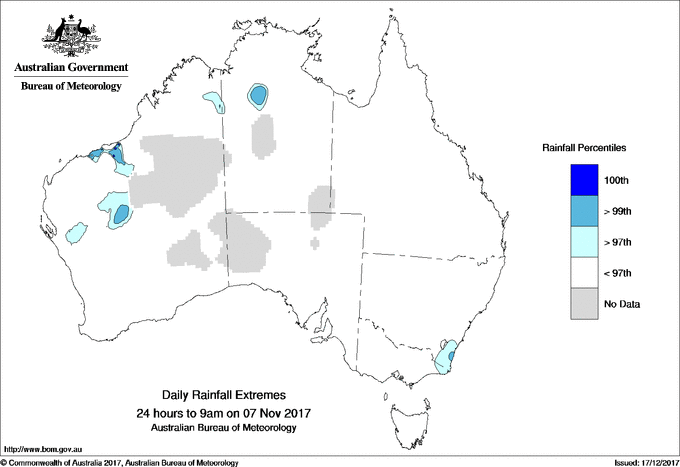 Australian daily rainfall extreme area maps