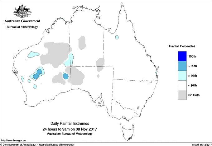 Australian daily rainfall extreme area maps