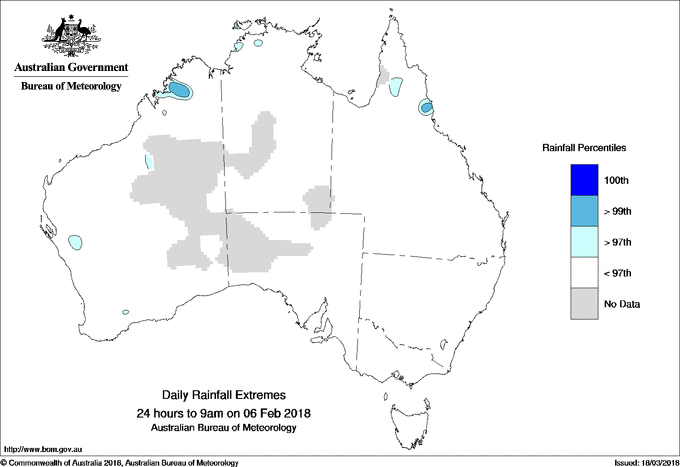 Australian daily rainfall extreme area maps