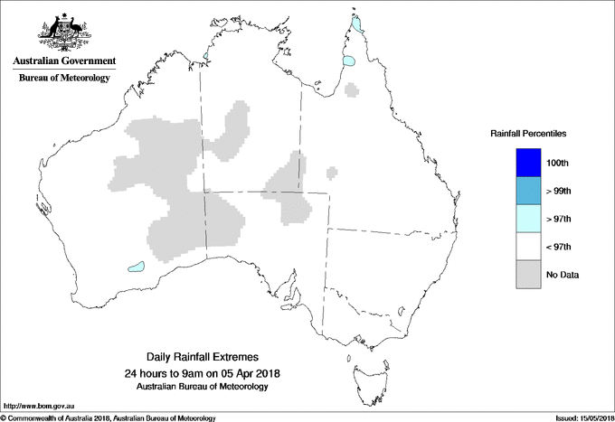 Australian daily rainfall extreme area maps