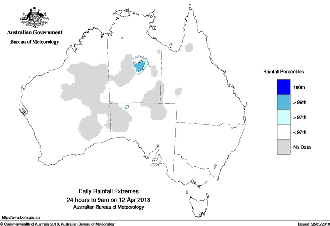Australian daily rainfall extreme area maps