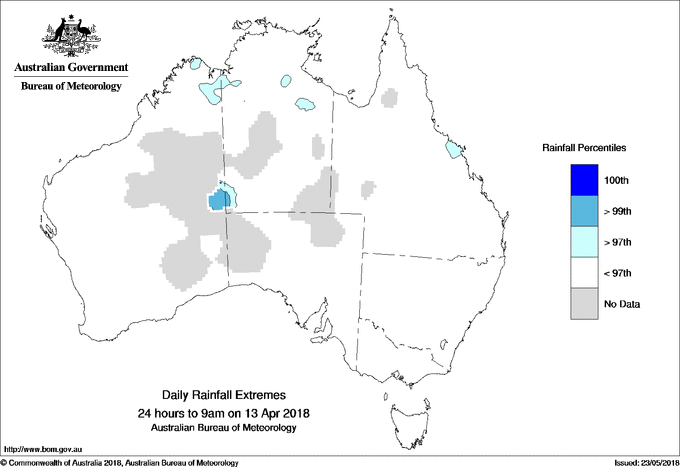Australian daily rainfall extreme area maps