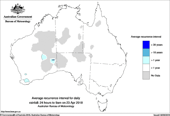 Australian daily rainfall average recurrence interval maps