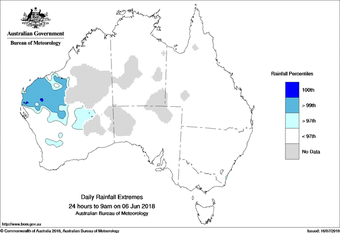 Australian daily rainfall extreme area maps