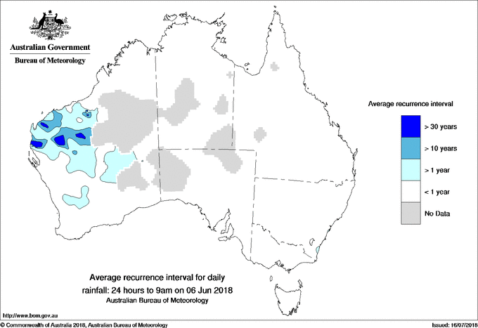 Australian daily rainfall average recurrence interval maps