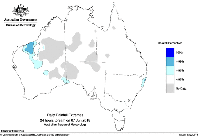 Australian daily rainfall extreme area maps