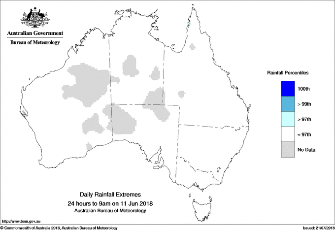 Australian daily rainfall extreme area maps