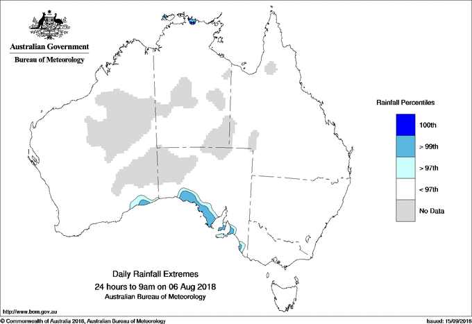 Australian daily rainfall extreme area maps