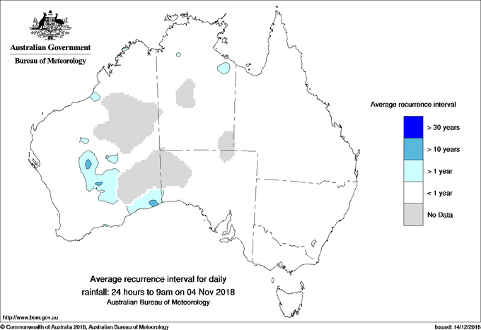 Australian daily rainfall average recurrence interval maps