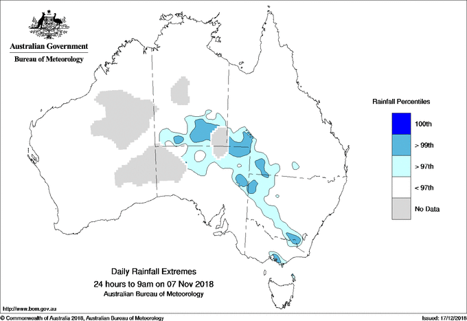 Australian daily rainfall extreme area maps