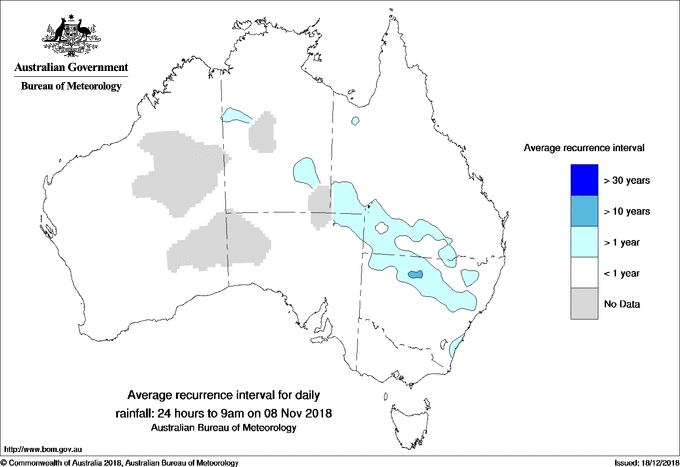 Australian daily rainfall average recurrence interval maps