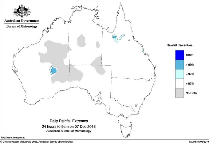 Australian daily rainfall extreme area maps
