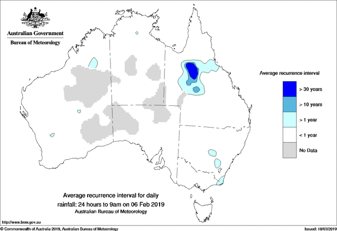 Australian daily rainfall average recurrence interval maps