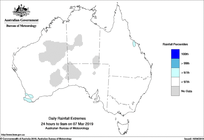 Australian daily rainfall extreme area maps