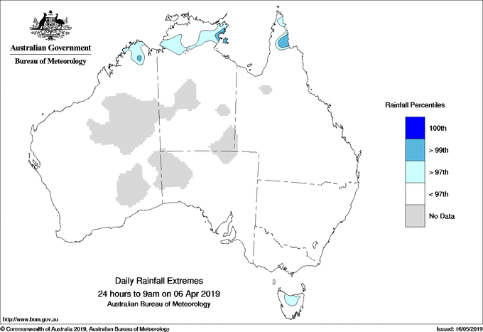 Australian daily rainfall extreme area maps