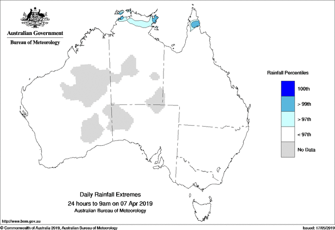 Australian daily rainfall extreme area maps