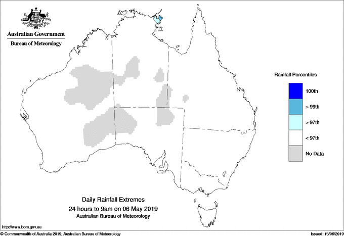 Australian daily rainfall extreme area maps