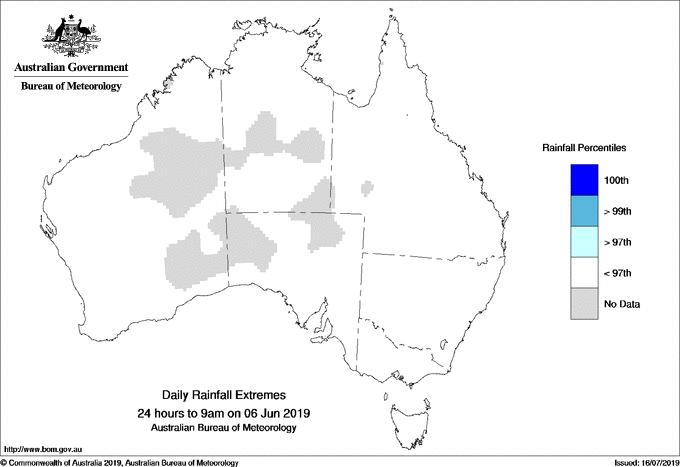 Australian daily rainfall extreme area maps