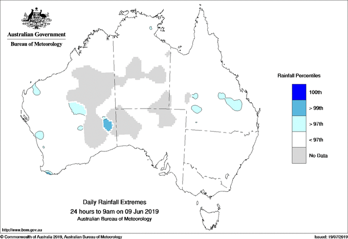 Australian daily rainfall extreme area maps