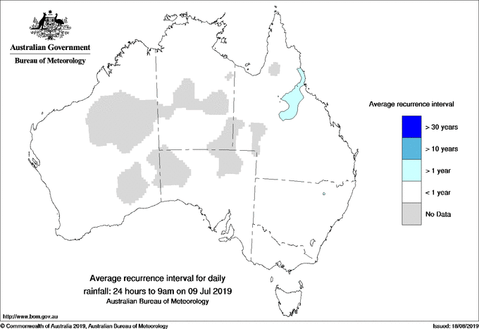Australian daily rainfall average recurrence interval maps