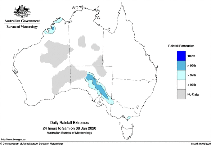 Australian daily rainfall extreme area maps