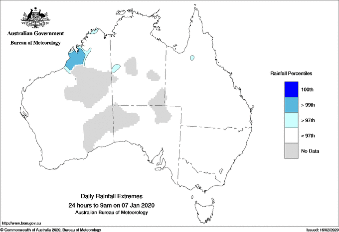 Australian daily rainfall extreme area maps