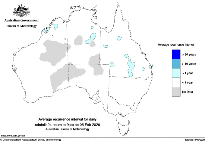 Australian daily rainfall average recurrence interval maps