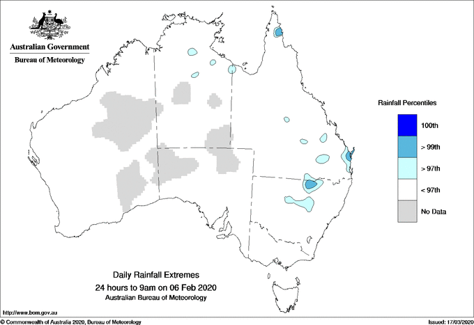 Australian daily rainfall extreme area maps