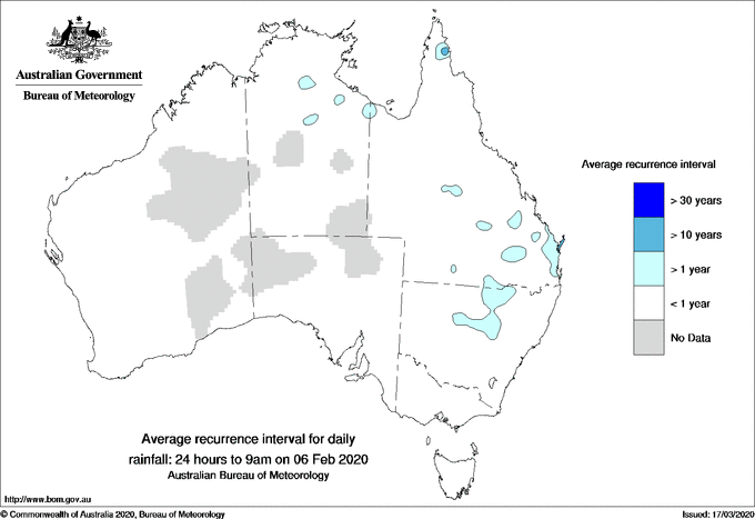 Australian daily rainfall average recurrence interval maps