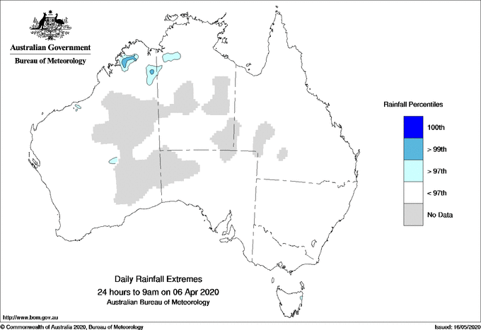 Australian daily rainfall extreme area maps