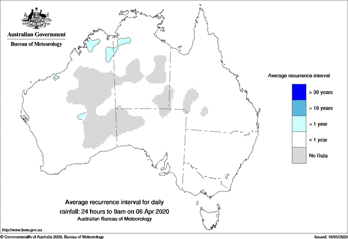 Australian daily rainfall average recurrence interval maps