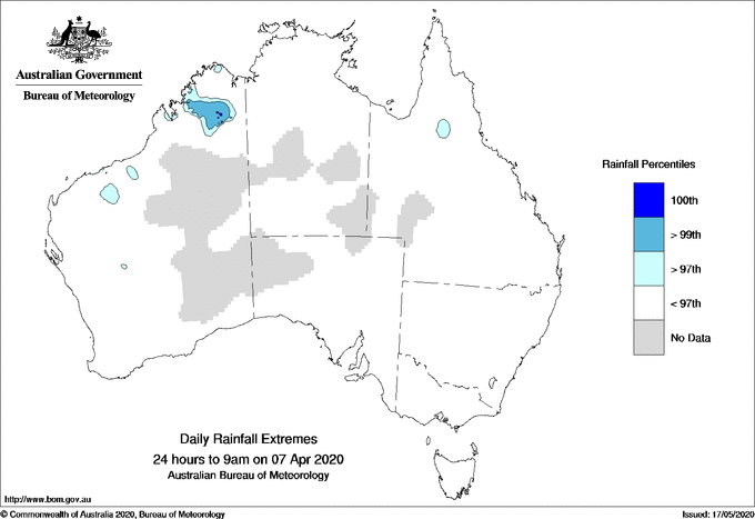 Australian daily rainfall extreme area maps
