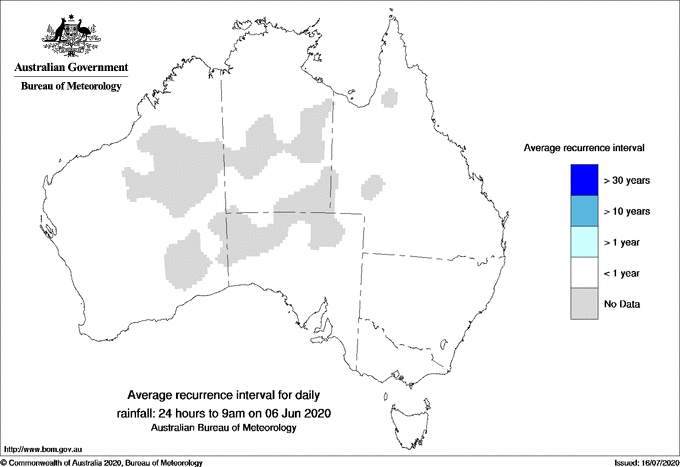 Australian daily rainfall average recurrence interval maps