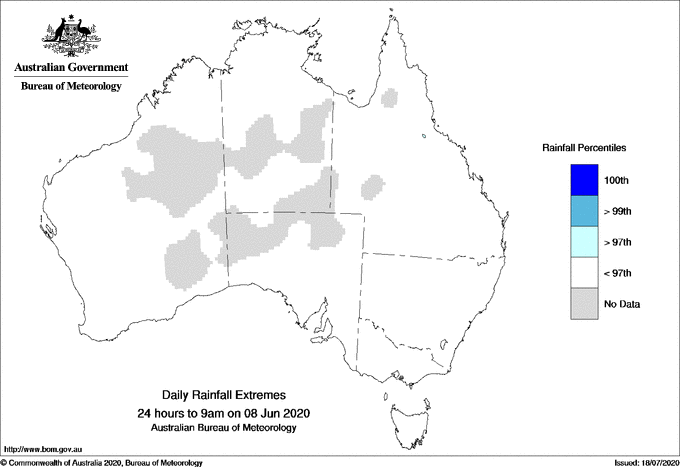Australian daily rainfall extreme area maps