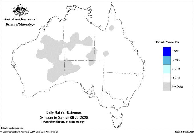 Australian daily rainfall extreme area maps