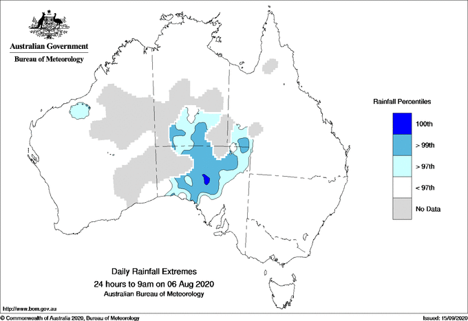 Australian daily rainfall extreme area maps