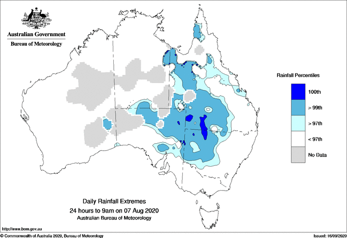 Australian daily rainfall extreme area maps