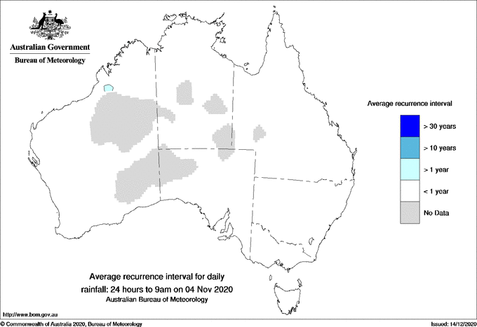 Australian daily rainfall average recurrence interval maps