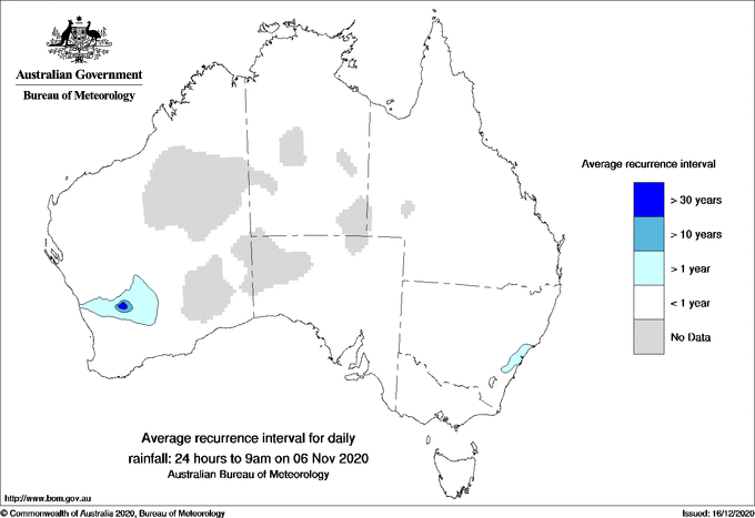 Australian daily rainfall average recurrence interval maps