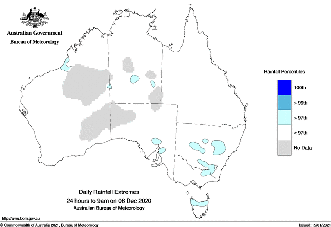Australian daily rainfall extreme area maps